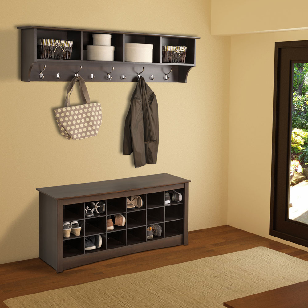 Espresso 60inch Wide Hanging Entryway Shelf
