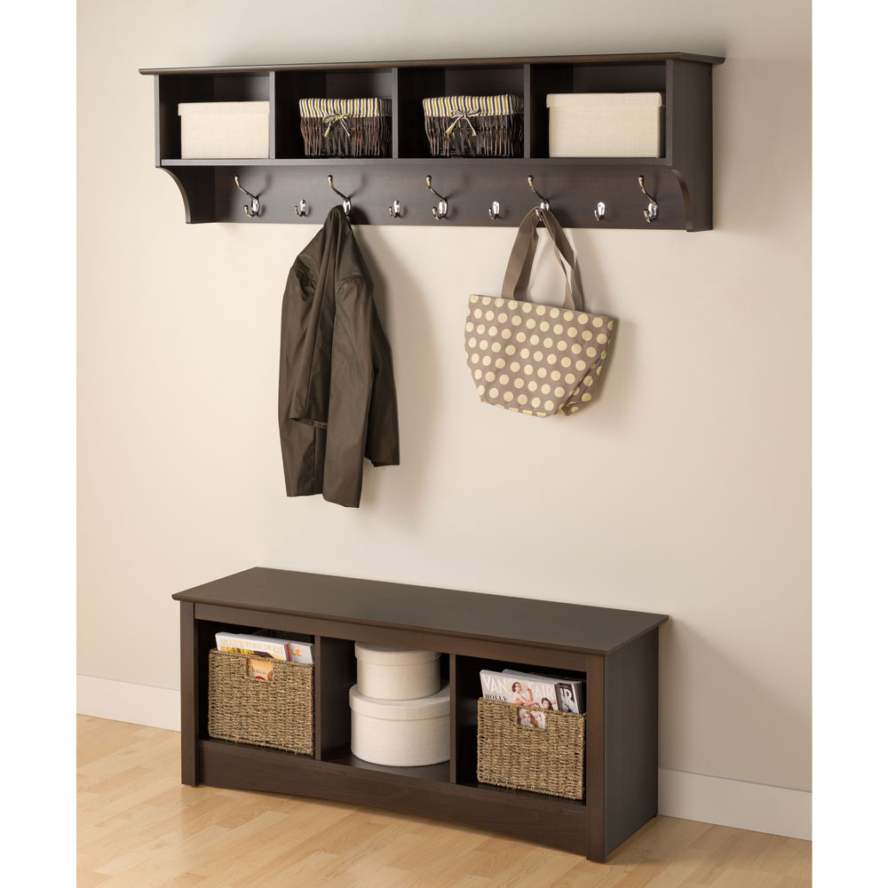Espresso 60inch Wide Hanging Entryway Shelf