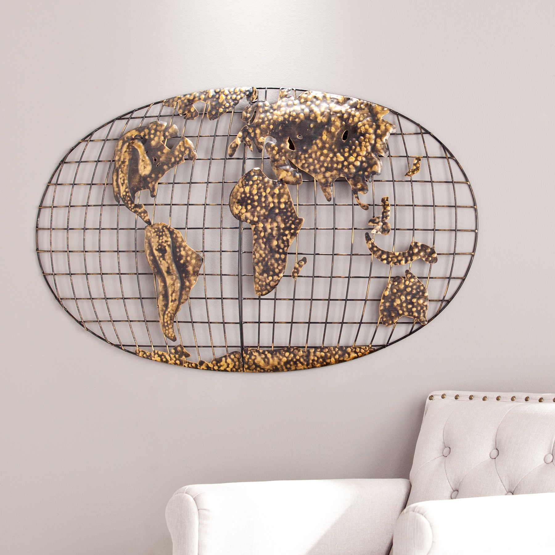 Iron World Map Wall Art