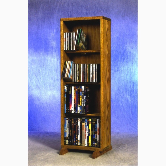 Solid Oak 4 Row Dowel Dvd Cabinet Tower