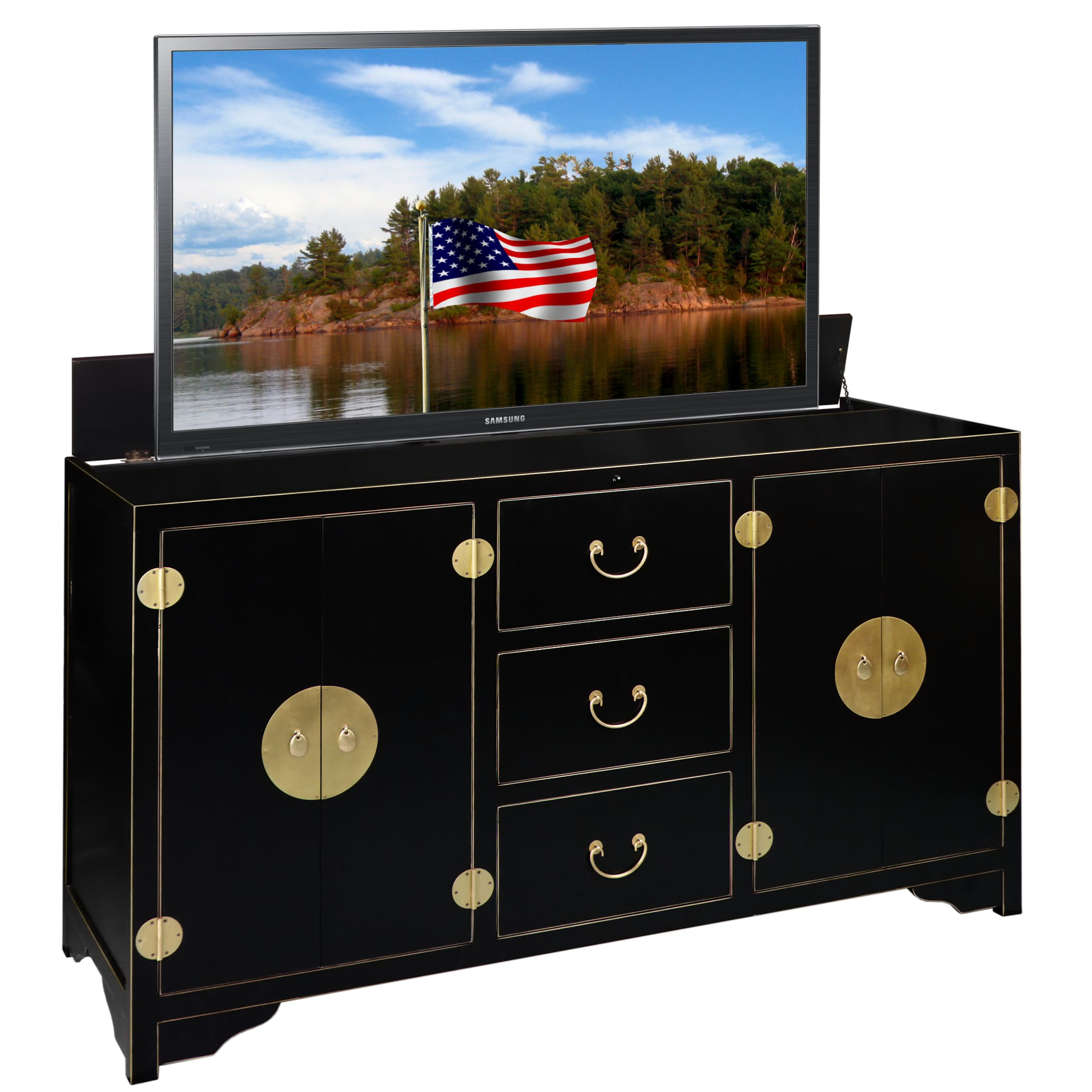 Dynasty Antique Black Tv Lift Cabinet At006468ab