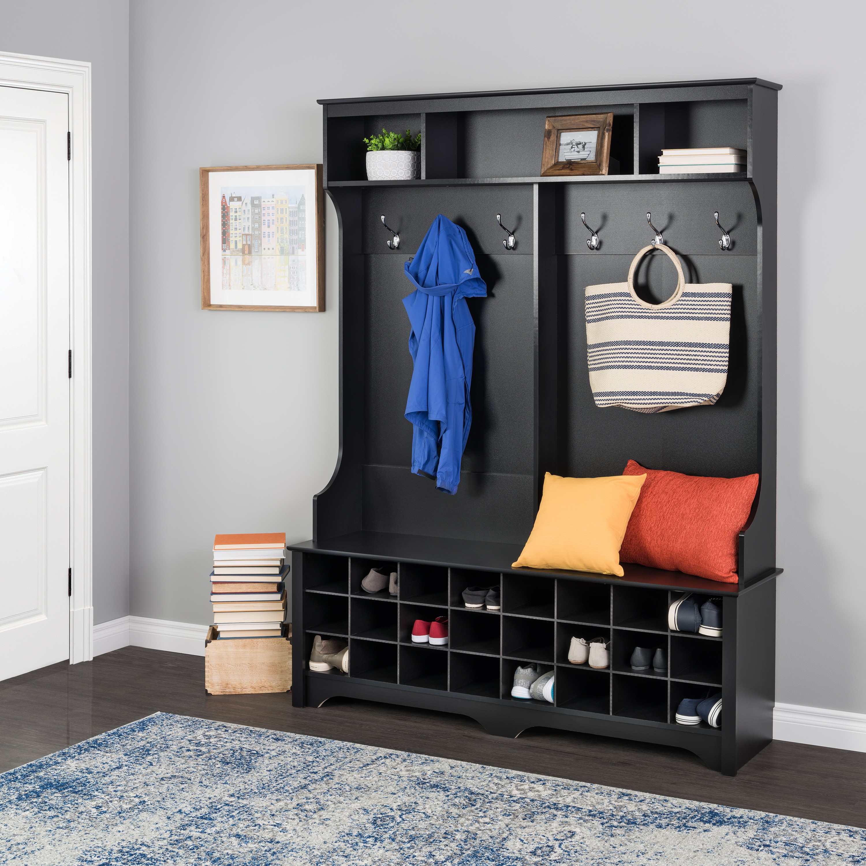 Prepac Black Tall Shoe Cubbie Cabinet