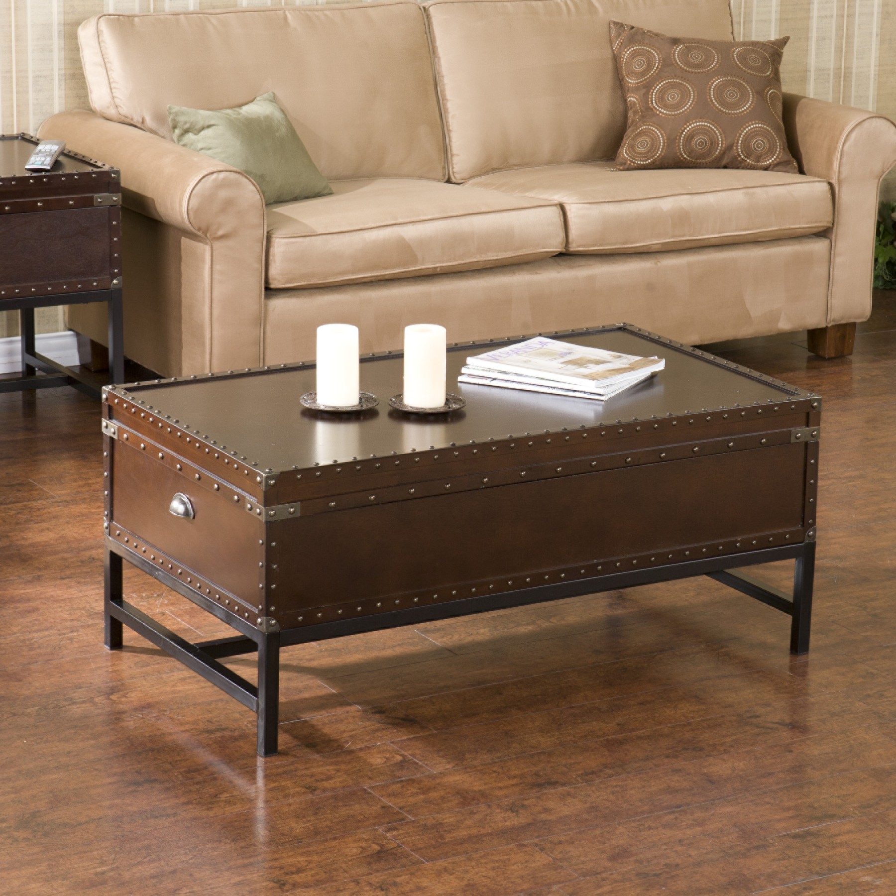 Southern Enterprises Nailhead Coffee Table Trunk - Espresso 