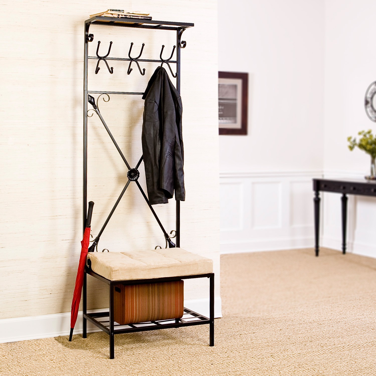 Entryway Storage Rack Bench Seat