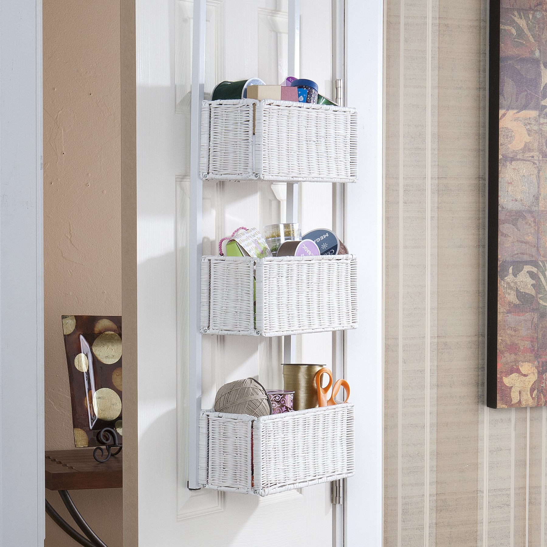 OverTheDoor 3Tier Basket Storage White