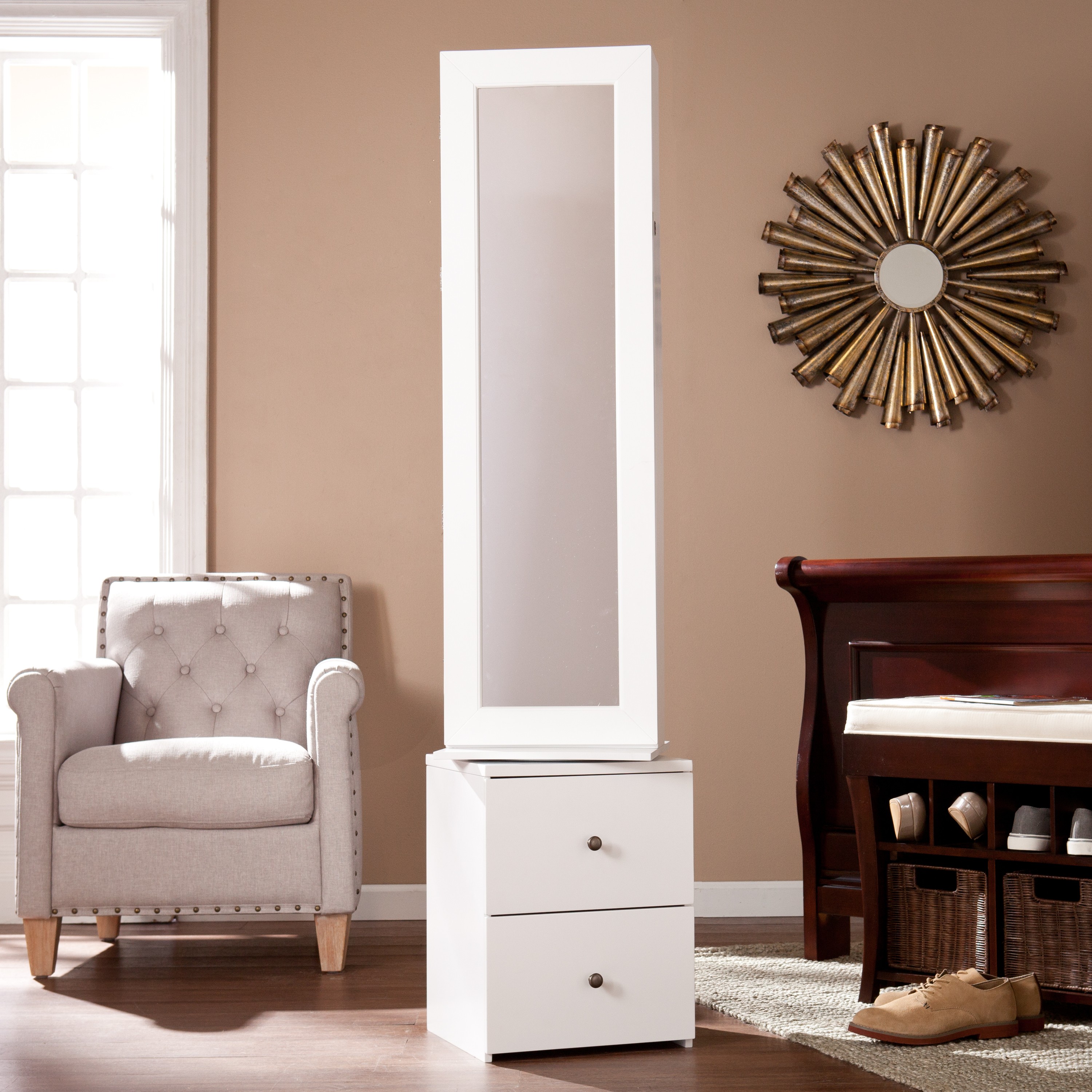 Darby Swivel Jewelry Storage White