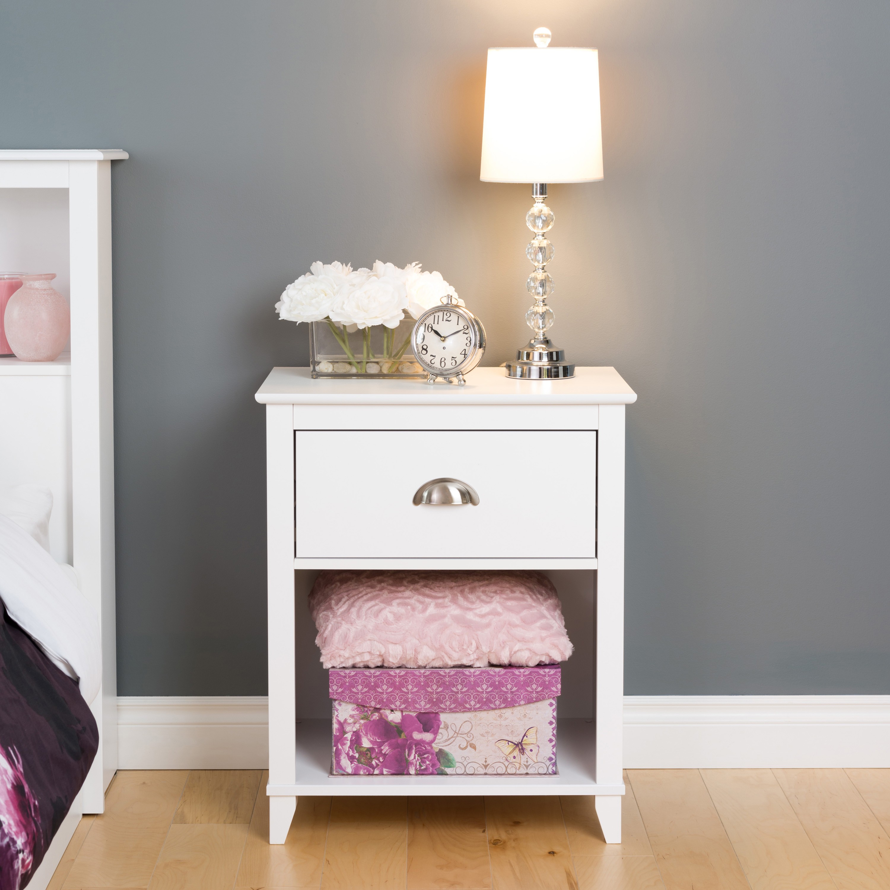 Yaletown 1Drawer Tall Nightstand, White