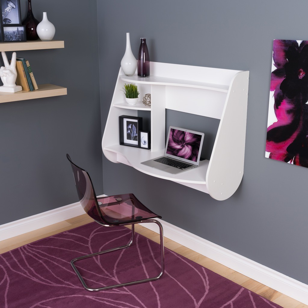 Kurv Floating Desk In White