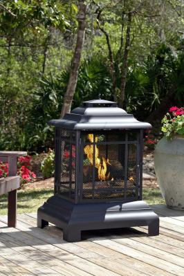 Rectangle Pagoda Patio Fireplace, Black Finish  No Cooking Grate