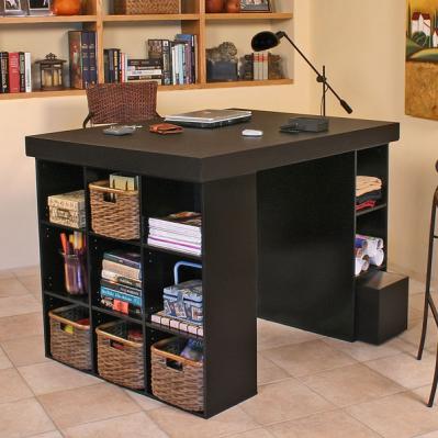 Project Center With Bookcase & 3 Bin Cabinet black