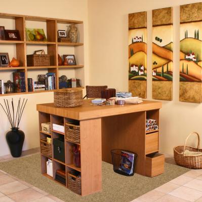 Project Center With Bookcase & 3 Bin Cabinet oak