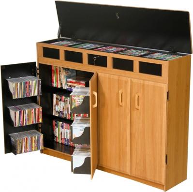 Top Load Media Cabinet oak/black