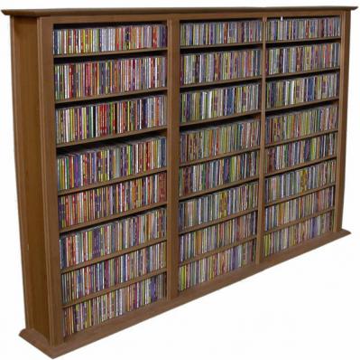 Media Storage Tower-Regular Triple walnut