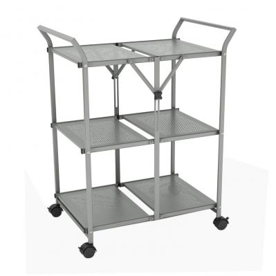 3 Shelf Folding Cart With Handle In Moon Mist