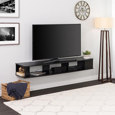 Black 70 in. Wide Wall Mounted TV Stand