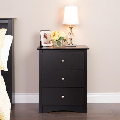 Sonoma 3-drawer Tall Nightstand, Black