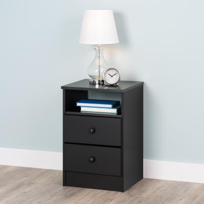 Astrid 2-Drawer Black Nightstand