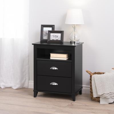 Yaletown 2-Drawer Black Tall Nightstand