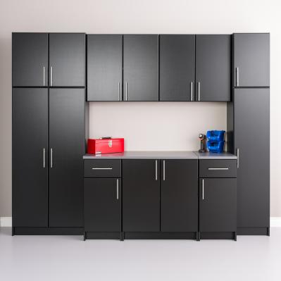 Elite 112 in. W x 89 in. H x 24 in. D Storage Cabinet Set A - Black - 9 Piece