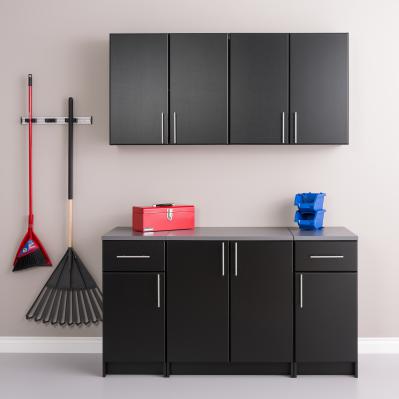 Elite 64 in. W x 89 in. H x 24 in. D Storage Cabinet Set B - Black - 5 Piece