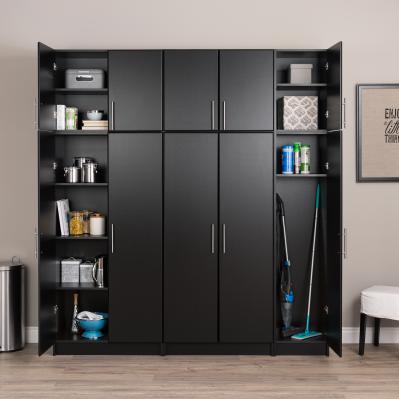 Elite 80 in. W x 89 in. H x 16 in. D Storage Cabinet Set C - Black - 6 Piece