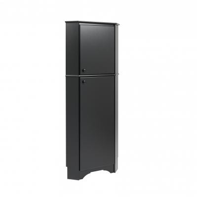 Elite 72 in. H x 29.25 in. W x 18.75 in. D Tall 2-Door Corner Storage Cabinet in Black