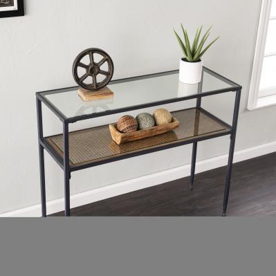 Bladeston Glass-Top Console Table