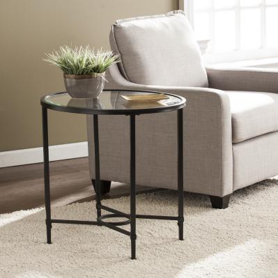 Quinton Metal/Glass Oval Side Table