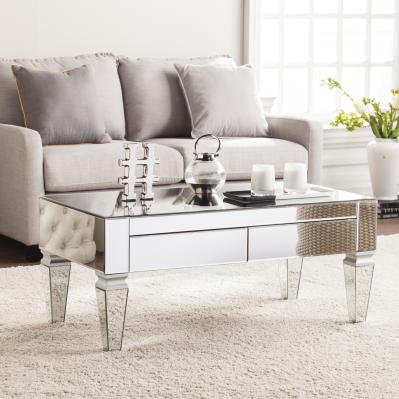 Darien Contemporary Mirrored Rectangular Cocktail Table