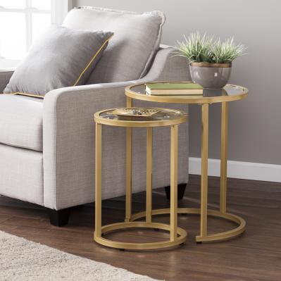 Evelyn Glam Nesting Side Table 2pc Set - Gold