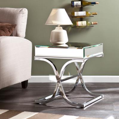 Ava Mirrored End Table - Chrome