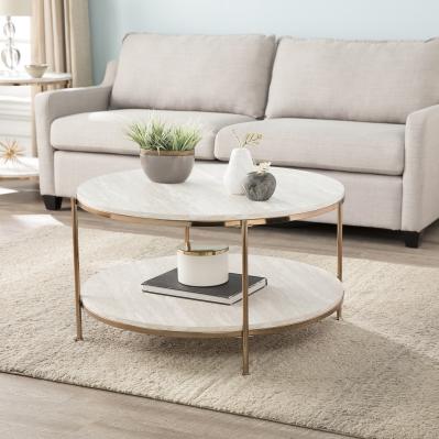 Silas Round Faux Stone Cocktail Table