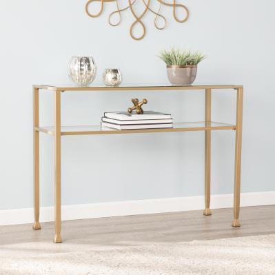 Jaymes Gold Metal and Glass Console Table