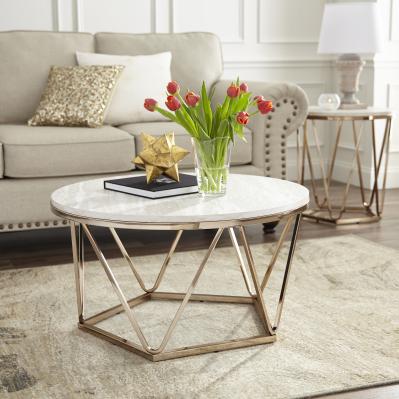 Luna Faux Stone Round Coffee Table