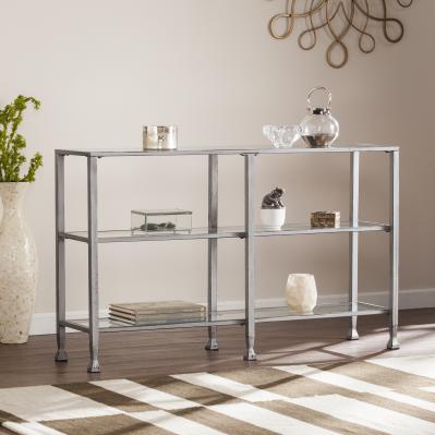 Jaymes Metal/Glass 3-Tier Console Table/Media Stand - Silver