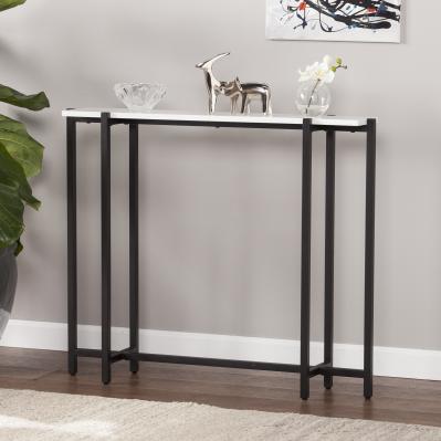 Helena Contemporary Narrow Mini Console Table - Black w/ White