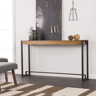 Macen Console - Weathered Gray Oak w/ Black