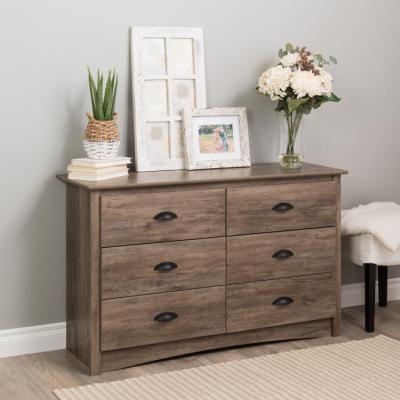 Salt Spring 6-Drawer Drifted Gray Condo Dresser 29 in. H x 48 in. W x 16 in. D