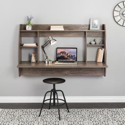 Wide Floating Desk, Drifted Gray