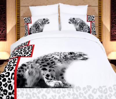 Twin Size Duvet Cover Sheets Set, White Cheetahs