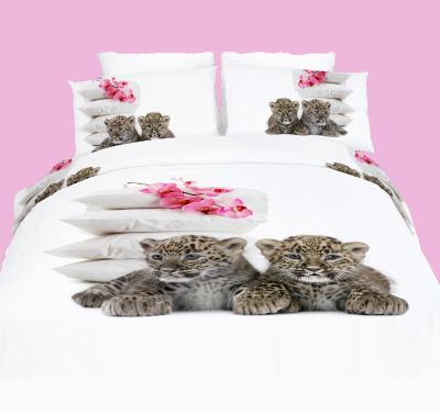 Twin Size Duvet Cover Sheets Set, Baby Leopards