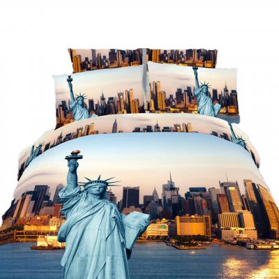 Twin Size Duvet Cover Sheets Set, Statue of Liberty
