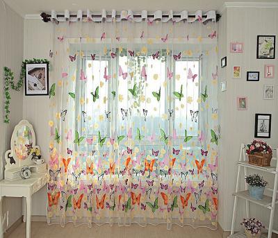 Window Sheer Curtains Panel, Brazilian Butterflies