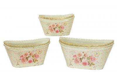 Dolce Mela - French Garden Decorative Planter (Set of 3)..Size..L   14.2 x 7 x 6.5 - 7.7..M  12.2 x 6.7 x 6 - 6.8..S   11.4 x 6 x 5.3 - 6.3..