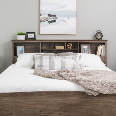 Salt Spring Drifted Gray King Bookcase Headboard