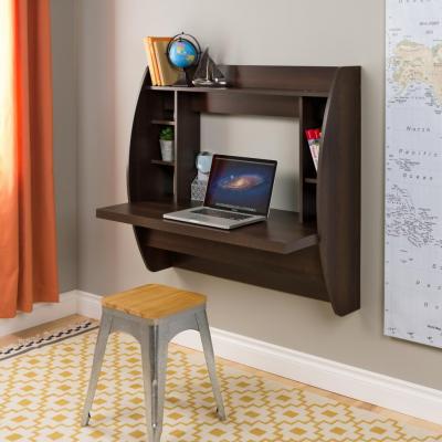 Espresso Floating Desk with Storage