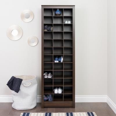 Espresso Space-Saving Shoe Storage Cabinet