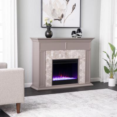 Torlington Color Changing Marble Tiled Fireplace - Gray