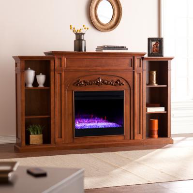 Chantilly Color Changing Fireplace w/ Bookcases