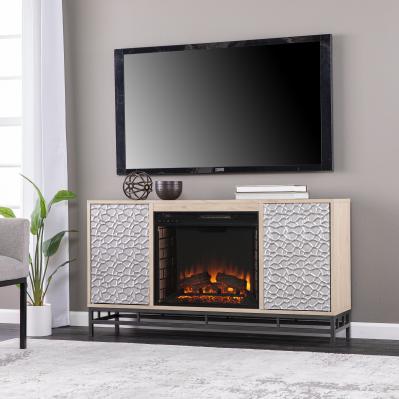 Hollesborne Electric Fireplace w/ Media Storage - Natural